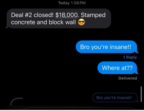 Deal #2 closed $18,000 stamped concrete
